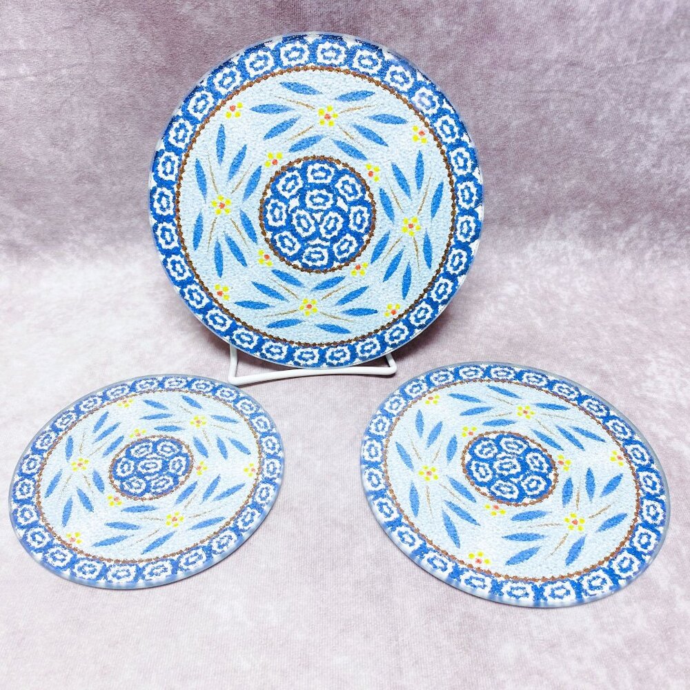 Temp-Tations Old World Blue Pattern Ceramic Trivets Set Of 3